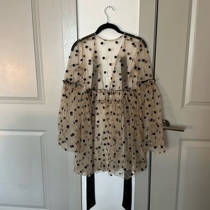 ASOS mesh polka dot sheer dress with bell sleeves